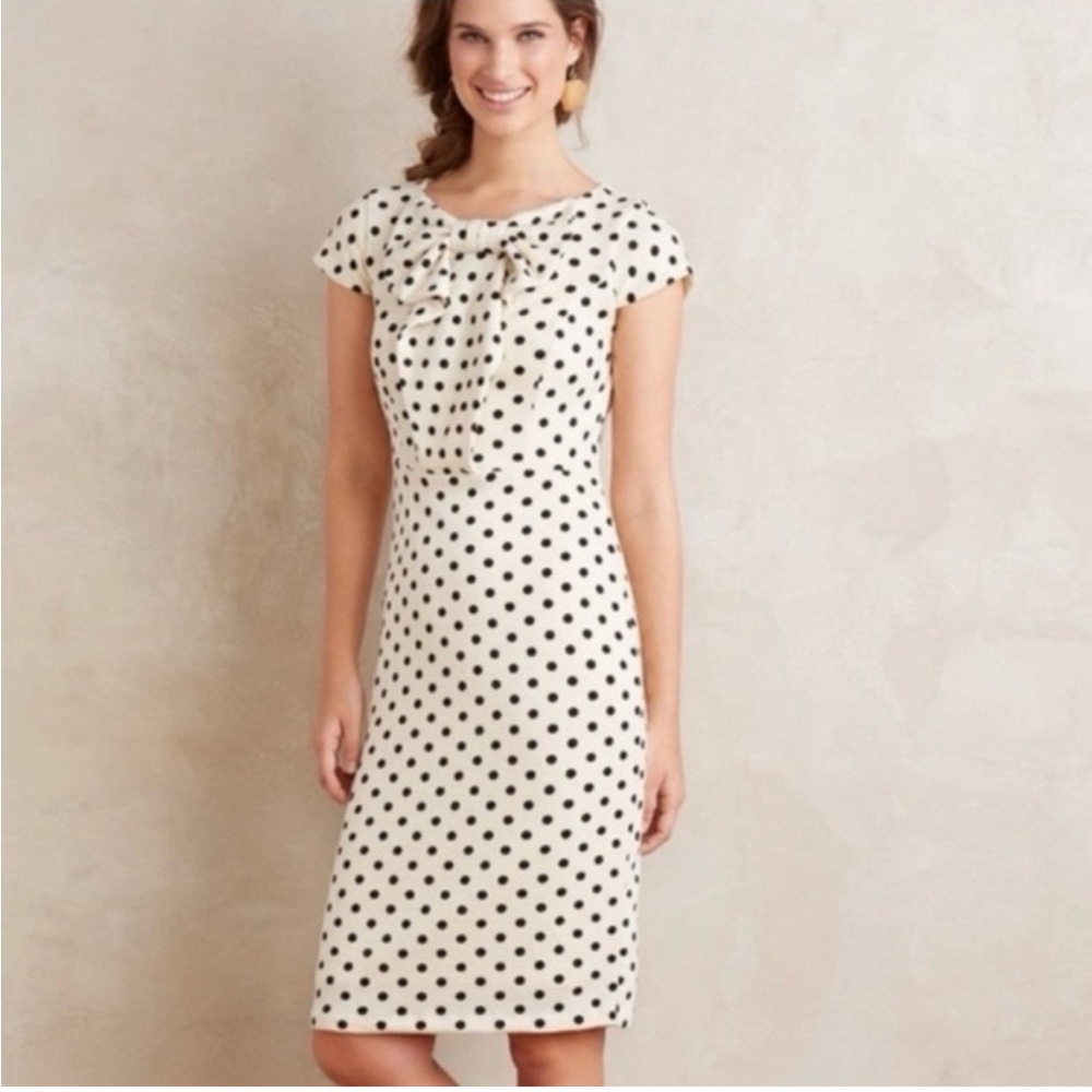 Eva Franco Black and White Sheath Dress with Flutter Sleeves